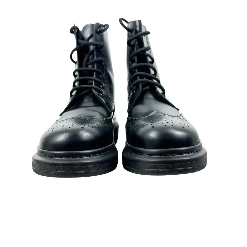 Alexander Mcqueen Hybrid Lace Up Borgue Wingtip Leather Boots Black Size 40E
